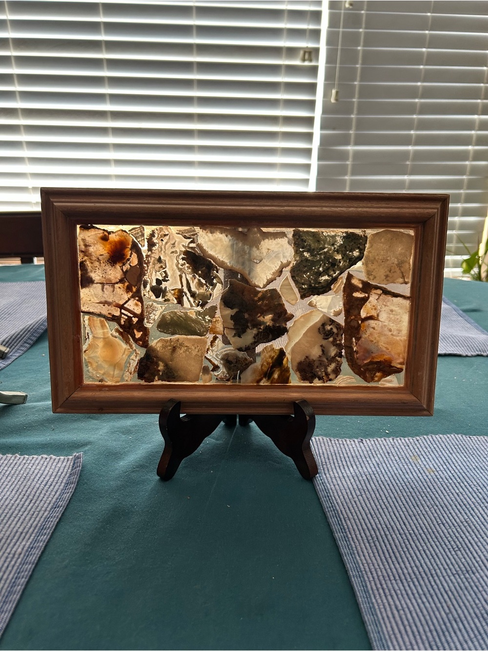 Agate Geode Slice Wall Art Wood Framed In Resin Modern 12”x6.5” Nature Rocks